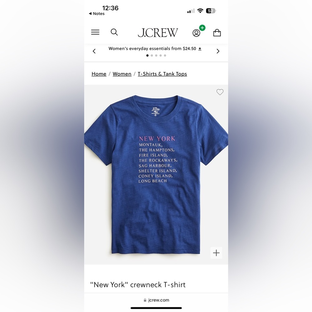 New with tag J Crew small blue New York t shirt